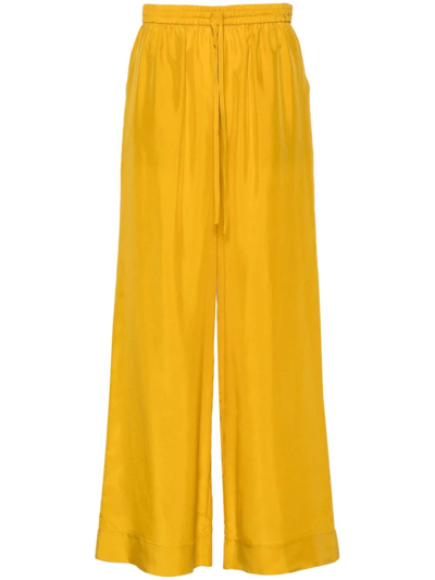 P.a.r.o.s.h Wide-leg Silk Trousers In Yellow & Orange