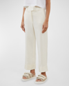 PESERICO CROPPED HIGH-RISE TWILL PALAZZO PANTS