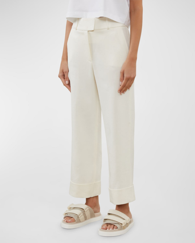 Peserico Cropped High-rise Twill Palazzo Trousers In Venetian Stucco