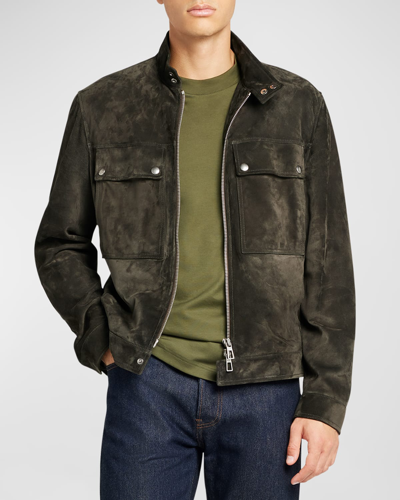 Loro Piana Men's Geisei Full-zip Bomber Jacket In Green