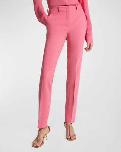 Michael Kors Samantha Pebble Crepe Straight-leg Pants In Azalea