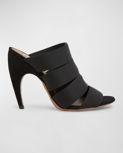 Alaïa Elastic Cage Mule Sandals In Noir