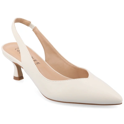 Journee Collection Women's Mikoa Wide Width Kitten Heel Sling Back Pointed Toe Pumps In Beige