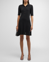 Vince Elbow Sleeve Polo Dress In Black