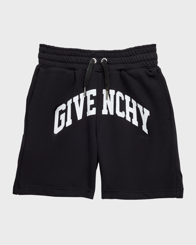 Givenchy Kids' Boy's Logo Fleece Drawstring Shorts In Black