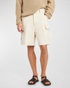 Loro Piana Bizen Wide-leg Cotton And Linen-blend Canvas Cargo Shorts In Shoga Beige
