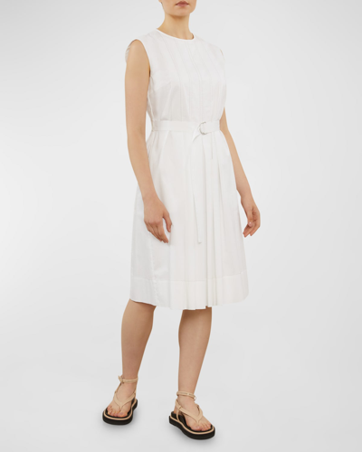 Peserico Sleeveless Belted A-line Midi Dress In White Pottery