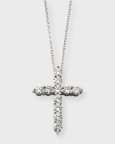 Neiman Marcus Lab Grown Diamonds Lab Gown Diamond 18k White Gold Cross Pendant Necklace, 2.0tcw In Metallic