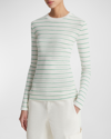 Vince Striped Long Sleeve Crew Tee Parakeet Combo In Parakeet Combo