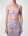 Carolina Herrera Cropped Guipure Lace Top In Lilac