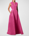 Carolina Herrera Sleeveless Trench Gown With Pockets In Rose
