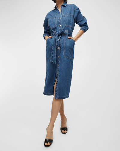 Veronica Beard Jeans Evelyn Button-front Denim Shirtdress In Cornflower
