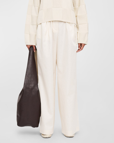 Joseph Talma Textured Crepe Wide-leg Trousers In Papyrus