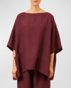 Eskandar Angle-to-front 3/4-sleeve Scoop-neck Tunic (long Length) In Cochineal