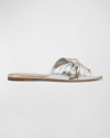 VERONICA BEARD SERAPHINA TWISTED METALLIC SLIDE SANDALS