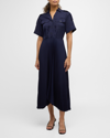 A.l.c Liam Pleated Midi Shirt Dress In Maritime N