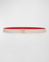 Christian Louboutin Cl Logo Leather Belt In Leche/gold
