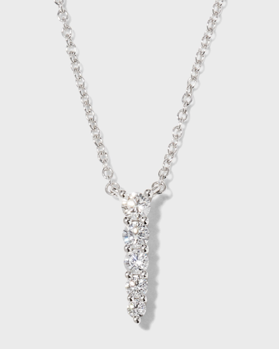 Memoire White Gold Graduating Diamond Pendant Necklace In 10 White Gold