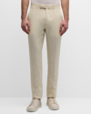 Zegna Pantalon En Oasi Lino Beige Clair In White Solid