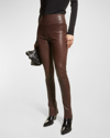 Sprwmn High-waist Leather Ankle Leggings In Dark Chocolate