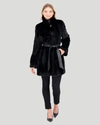 GORSKI MINK JACKET WITH STAND UP COLLAR AND LEATHER BELT
