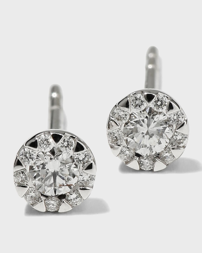 Memoire 18k White Gold Diamond Bouquet Stud Earrings In Metallic
