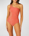 SHOSHANNA GLITTER RING ONE-SHOULDER ONE-PIECE SWIMSUIT