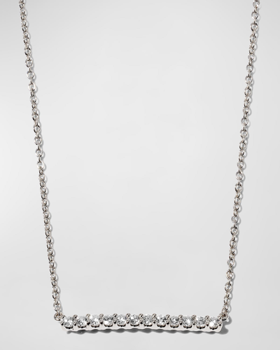 Memoire 18k White Gold Small Diamond Bar Pendant Necklace In 10 White Gold