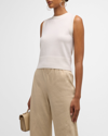 Vince Wool Cashmere Crewneck Shell Top In Off White