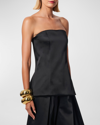 Carolina Herrera Strapless Satin Top In Black