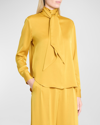 ALEX PERRY BOW NECK-SCARF SATIN CREPE SHIRT