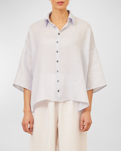 Eskandar Wide A-line Collar Shirt (mid Length) In Silvertint