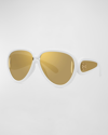 Loewe Anagram Mirrored Acetate Round Sunglasses In Ivory