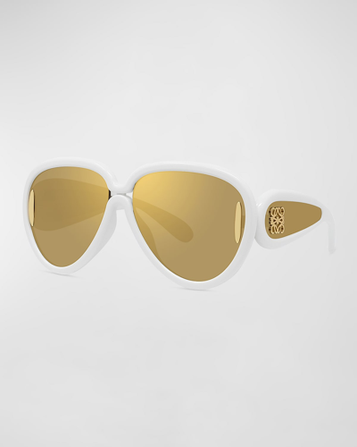 Loewe Anagram Mirrored Acetate Round Sunglasses In White