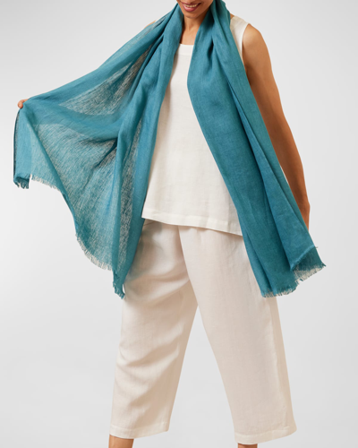 Eskandar Large Linen Scarf In Green