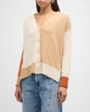 Marni Colorblocked Cashmere Cardigan In Lightwhit