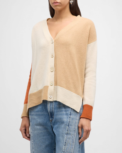 Marni Colorblocked Cashmere Cardigan In Lightwhit