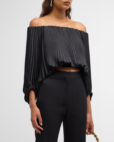 A.l.c Sienna Pleated Off-the-shoulder Top In Black