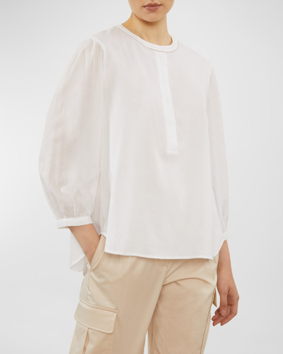 Peserico Chain-embellished Cotton Shirt In Optical White