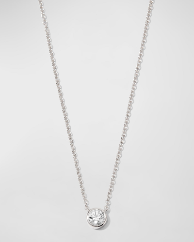 Memoire White Gold Solo Bezel Diamond Necklace, 18"l In 10 White Gold
