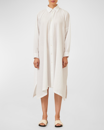 Eskandar Dps Shirt Dress With Collar In White