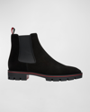 Christian Louboutin Alpino Waxed-suede Chelsea Boots In Black