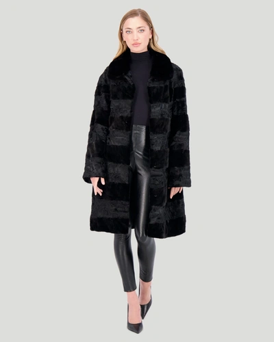 Gorski Lamb Short Coat With Mink Sections In Black