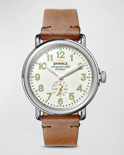 Shinola The Runwell Sub Second Leather Strap Watch, 41mm In Alabaster