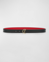 Christian Louboutin Cl Logo Leather Belt In Black/gold