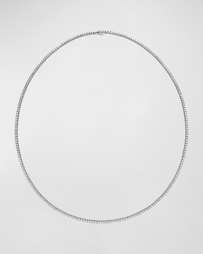 Memoire 18k White Gold 4-prong Diamond Line Necklace, 16.5"l In 10 White Gold