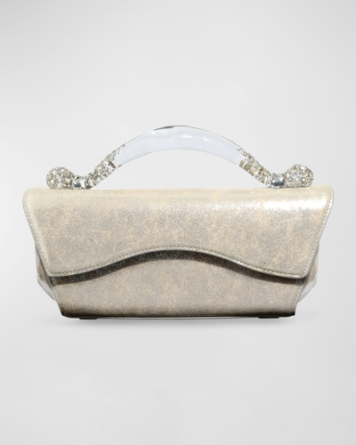 Alexis Bittar Candy Box Metallic Top-handle Bag In Opal Pearl