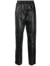 Golden Goose Leather Elastic-waist Cropped Trousers In Black