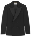 Saint Laurent Tuxedo Jacket In Grain De Poudre In Black