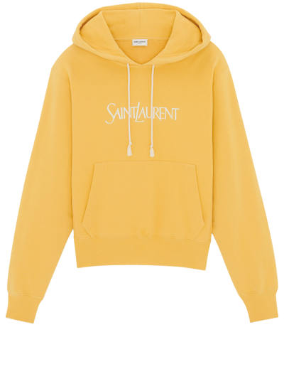 Saint Laurent Felpa Con Cappuccio  Oversize In Yellow